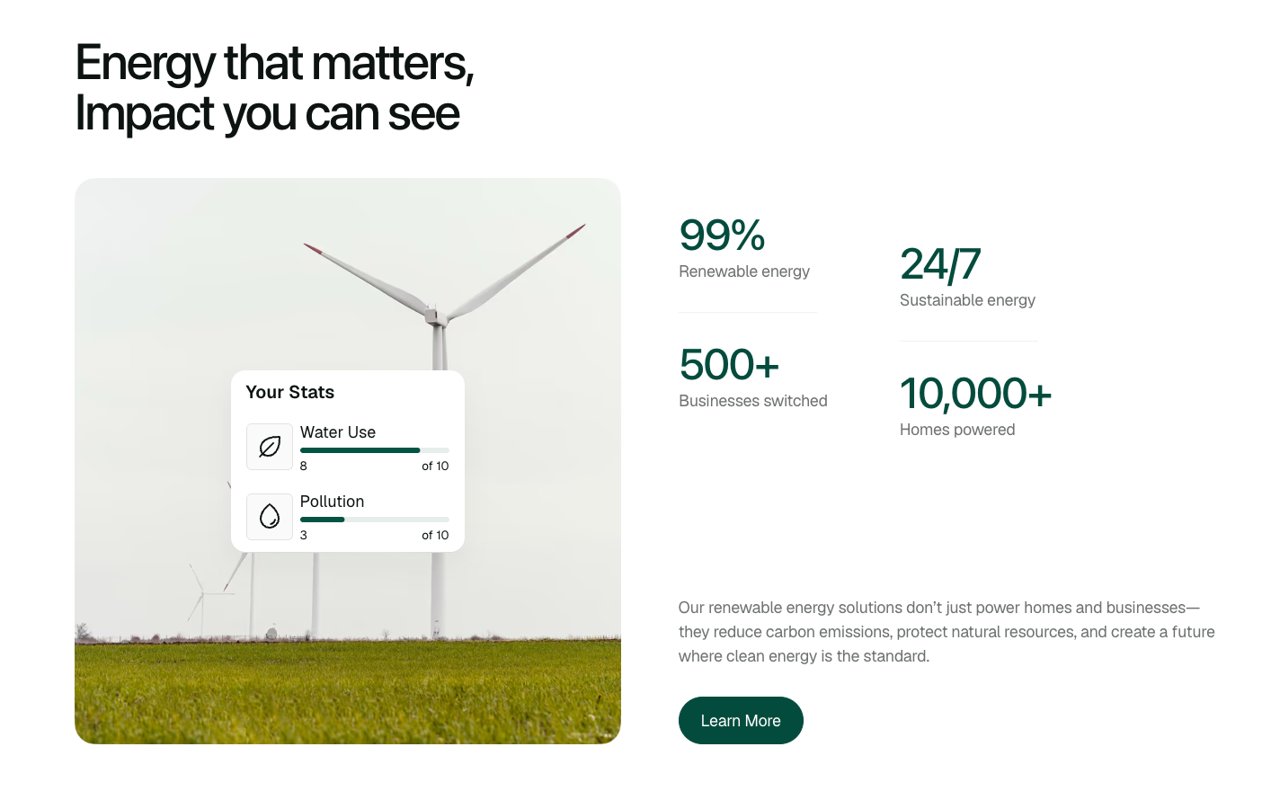 Impact dashboard website design concept